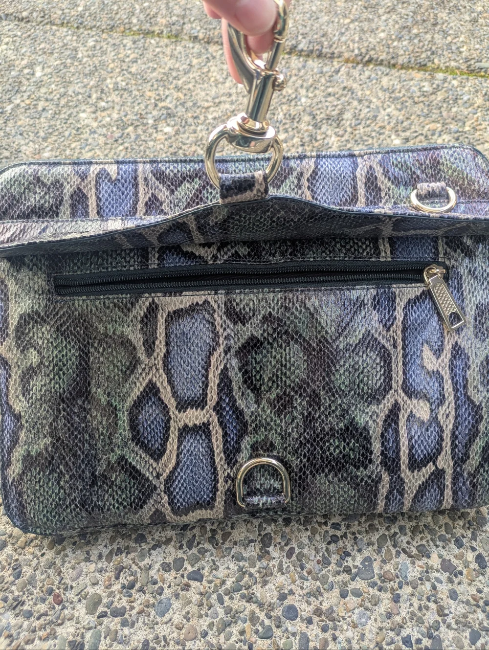 Rebecca Minkoff Blue Snakeskin Print Laptop Bag